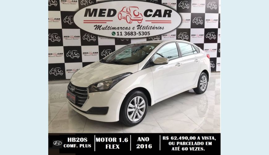 HYUNDAI HB 20S 1.6 COMFORT PLUS 16V FLEX 4P MANUAL - BRANCO - 2016 Foto 1 (Grande)