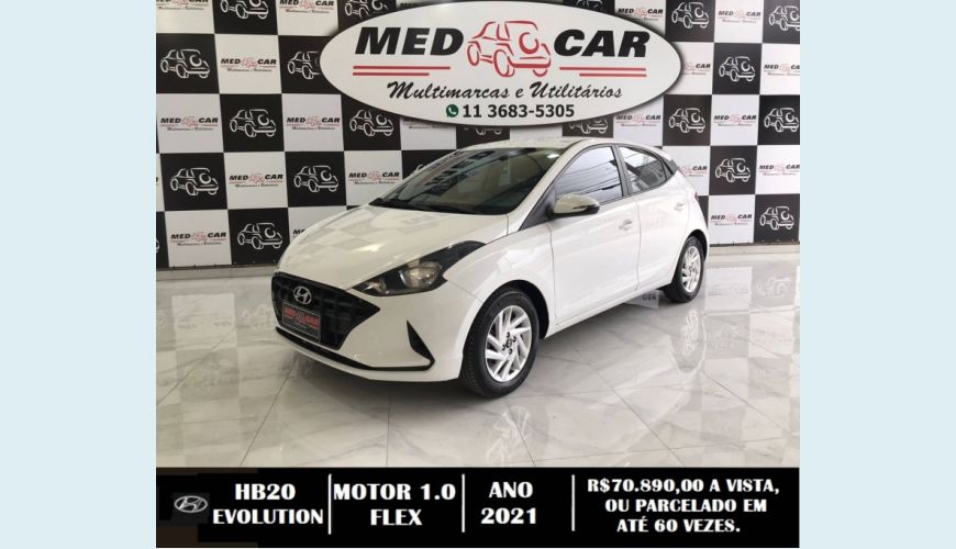 HYUNDAI HB 20 1.0 12V FLEX EVOLUTION MANUAL - BRANCO - 2021 Foto 1 (Grande)
