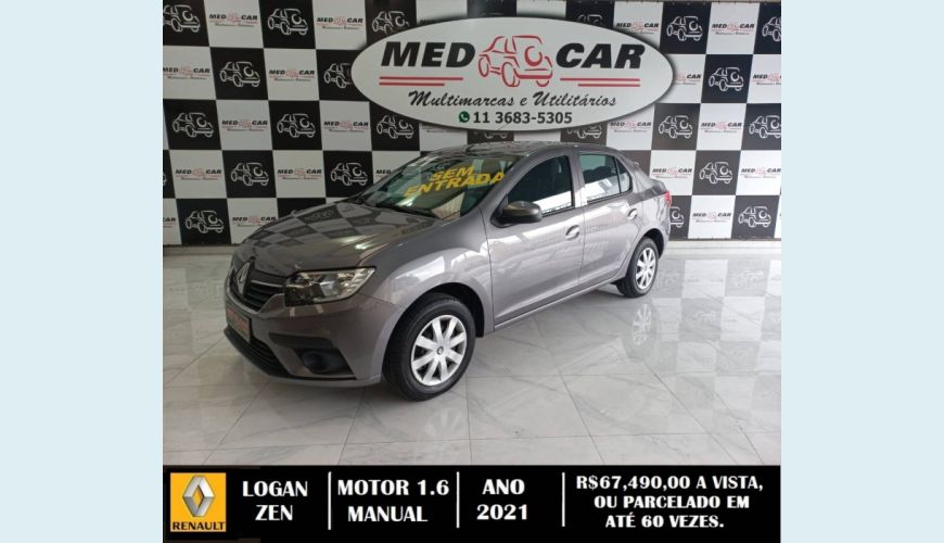 RENAULT LOGAN 1.6 16V SCE FLEX ZEN MANUAL - CINZA - 2021 Foto 1 (Grande)