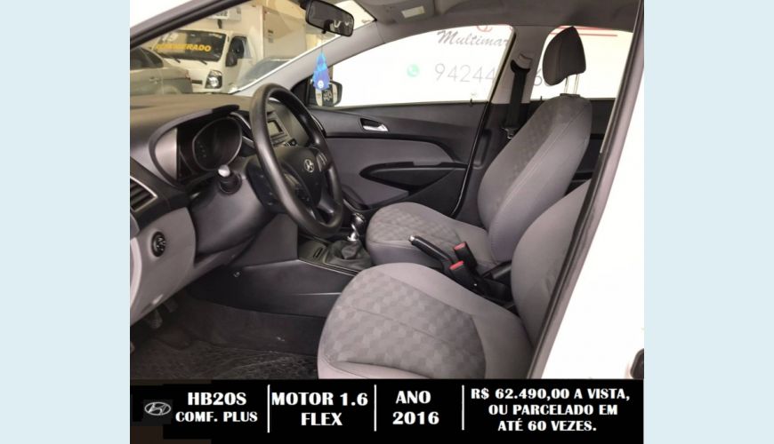 HYUNDAI HB 20S 1.6 COMFORT PLUS 16V FLEX 4P MANUAL - BRANCO - 2016 Foto 10 (Grande)