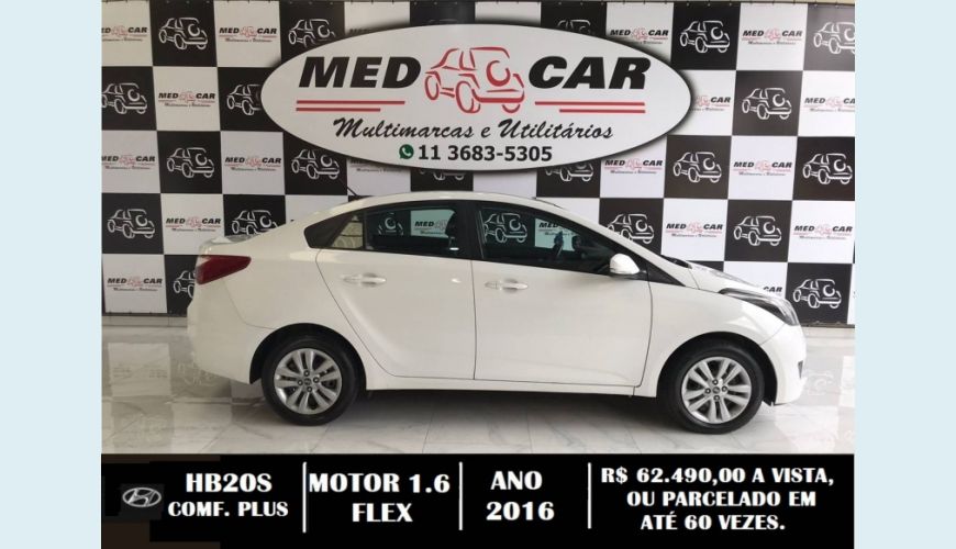 HYUNDAI HB 20S 1.6 COMFORT PLUS 16V FLEX 4P MANUAL - BRANCO - 2016 Foto 2 (Grande)