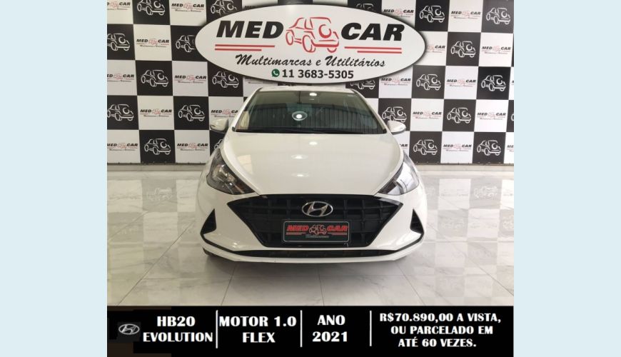HYUNDAI HB 20 1.0 12V FLEX EVOLUTION MANUAL - BRANCO - 2021 Foto 2 (Grande)