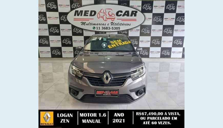 RENAULT LOGAN 1.6 16V SCE FLEX ZEN MANUAL - CINZA - 2021 Foto 2 (Grande)