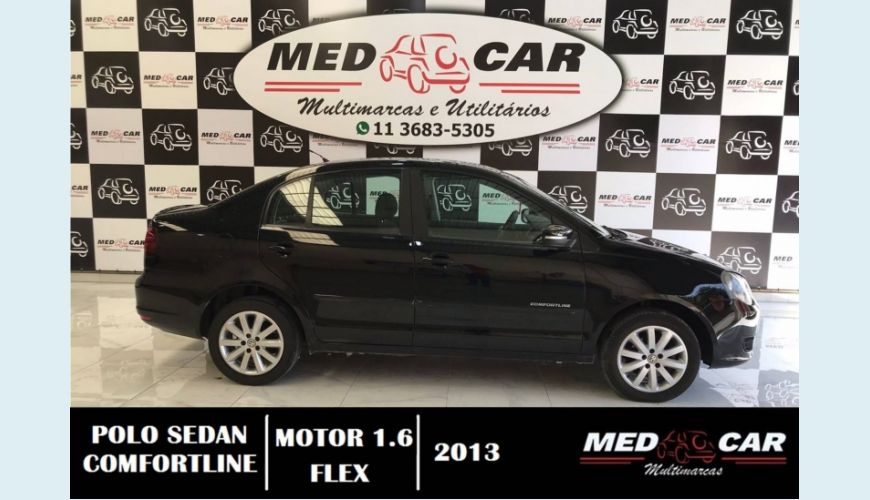 VOLKSWAGEN POLO SEDAN 1.6 MI COMFORTLINE 8V FLEX 4P AUT. - PRETO - 2013 Foto 3 (Grande)