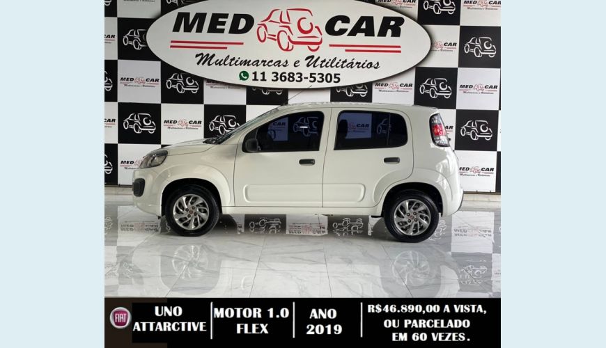 FIAT UNO 1.0 FIRE FLEX ATTRACTIVE MANUAL - BRANCO - 2019 Foto 3 (Grande)