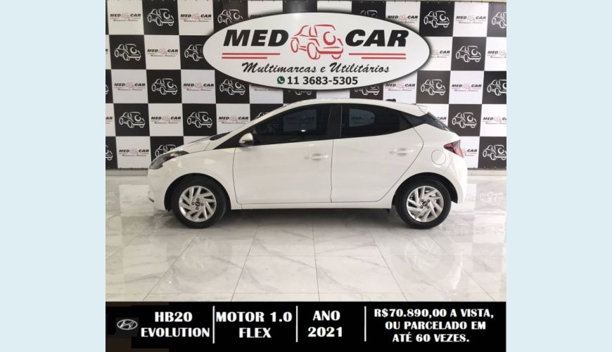 HYUNDAI HB 20 1.0 12V FLEX EVOLUTION MANUAL - BRANCO - 2021 Foto 3 (Grande)