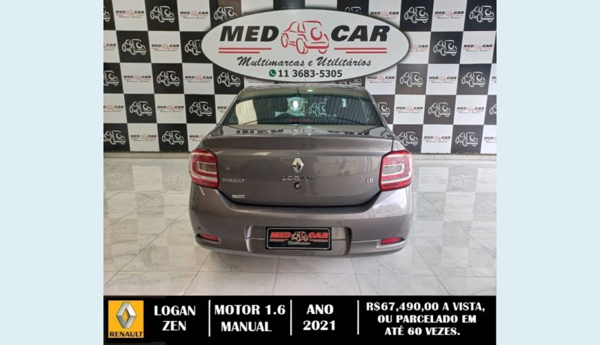 RENAULT LOGAN 1.6 16V SCE FLEX ZEN MANUAL - CINZA - 2021 Foto 3 (Grande)