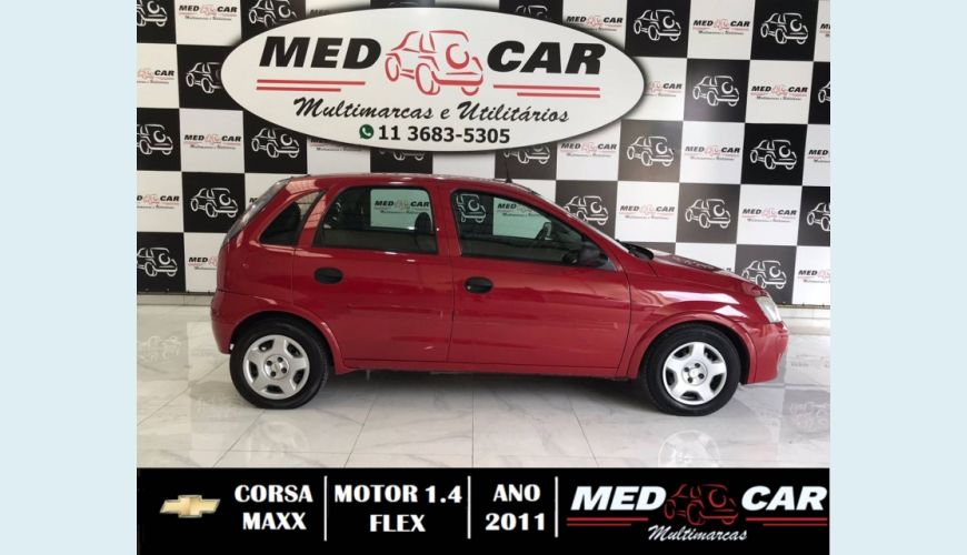 CHEVROLET CORSA 1.4 MPFI MAXX 8V FLEX 4P MANUAL - VERMELHO - 2011 Foto 3 (Grande)