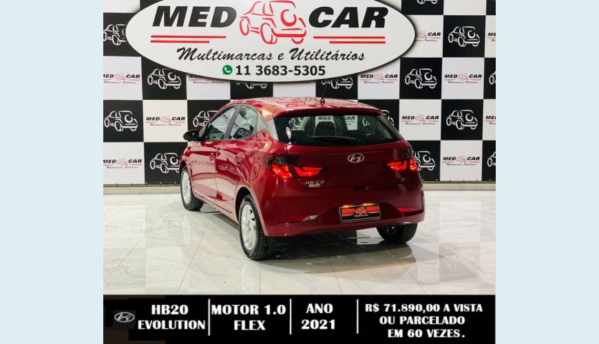 HYUNDAI HB 20 1.0 12V FLEX EVOLUTION MANUAL - BRANCO - 2021 Foto 4 (Grande)