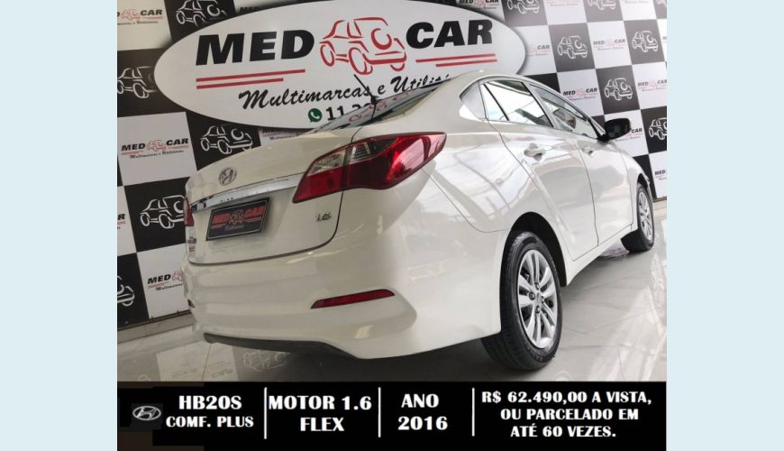 HYUNDAI HB 20S 1.6 COMFORT PLUS 16V FLEX 4P MANUAL - BRANCO - 2016 Foto 4 (Grande)