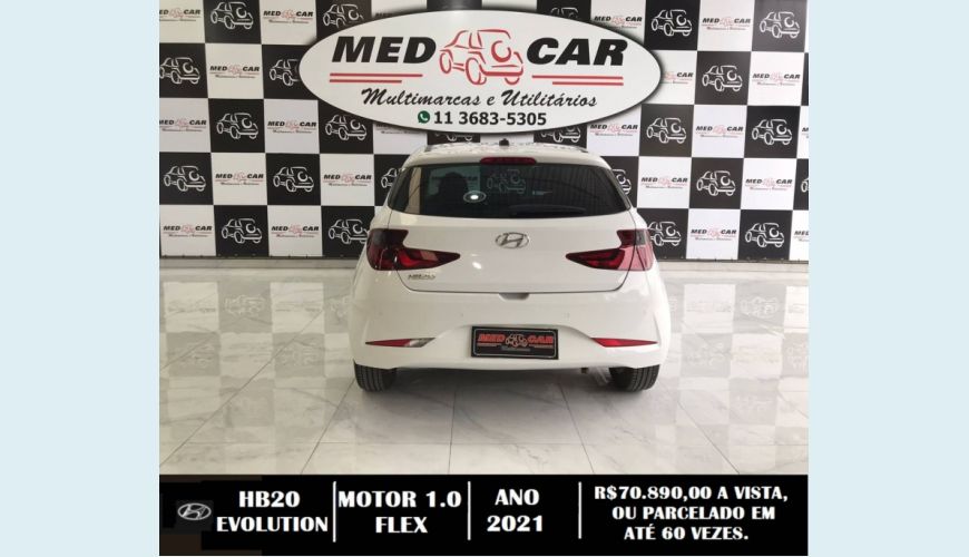 HYUNDAI HB 20 1.0 12V FLEX EVOLUTION MANUAL - BRANCO - 2021 Foto 4 (Grande)
