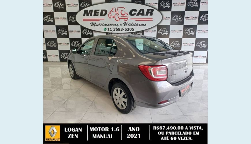RENAULT LOGAN 1.6 16V SCE FLEX ZEN MANUAL - CINZA - 2021 Foto 4 (Grande)