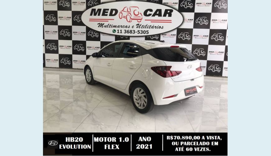 HYUNDAI HB 20 1.0 12V FLEX EVOLUTION MANUAL - BRANCO - 2021 Foto 5 (Grande)