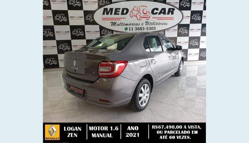 RENAULT LOGAN 1.6 16V SCE FLEX ZEN MANUAL - CINZA - 2021 Foto 5 (Grande)