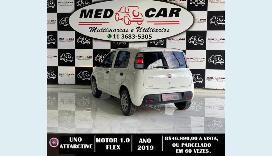 FIAT UNO 1.0 FIRE FLEX ATTRACTIVE MANUAL - BRANCO - 2019 Foto 6 (Grande)