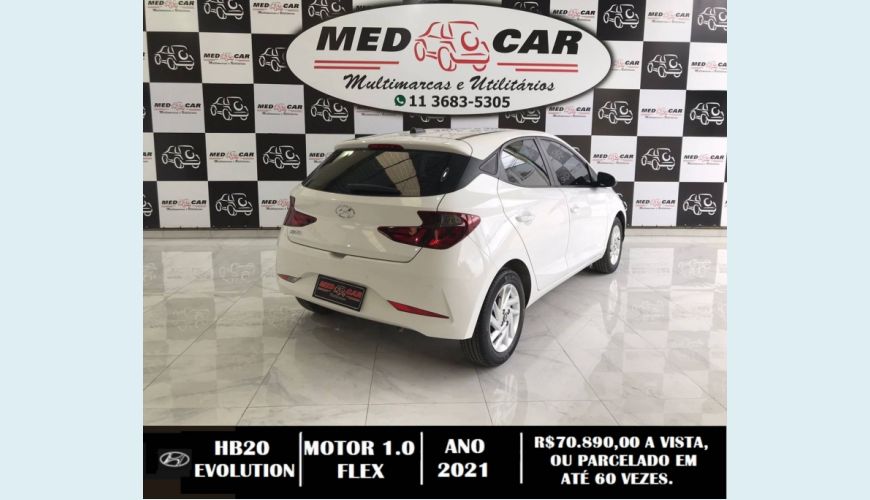 HYUNDAI HB 20 1.0 12V FLEX EVOLUTION MANUAL - BRANCO - 2021 Foto 6 (Grande)