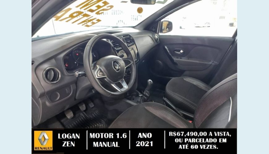 RENAULT LOGAN 1.6 16V SCE FLEX ZEN MANUAL - CINZA - 2021 Foto 6 (Grande)