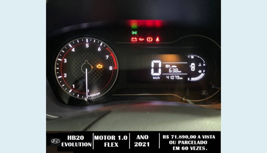 HYUNDAI HB 20 1.0 12V FLEX EVOLUTION MANUAL - BRANCO - 2021 Foto 7 (Grande)
