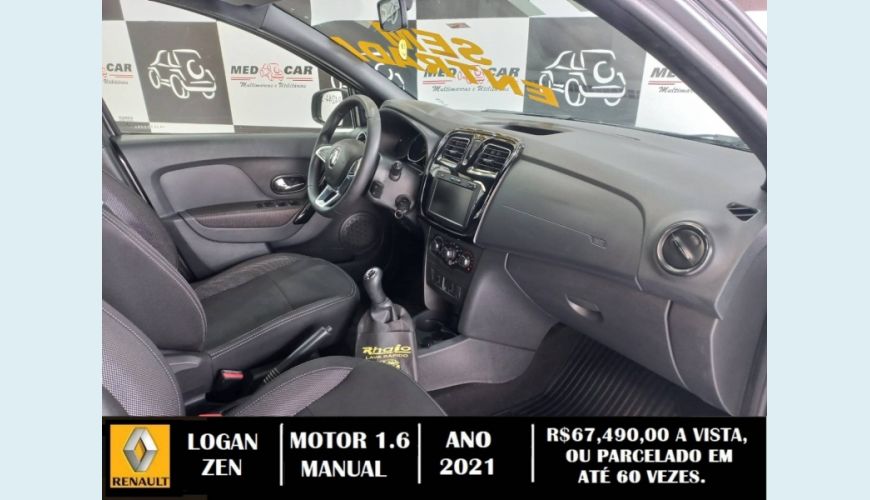 RENAULT LOGAN 1.6 16V SCE FLEX ZEN MANUAL - CINZA - 2021 Foto 7 (Grande)