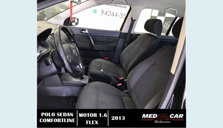 VOLKSWAGEN POLO SEDAN 1.6 MI COMFORTLINE 8V FLEX 4P AUT. - PRETO - 2013 Foto 8 (Grande)