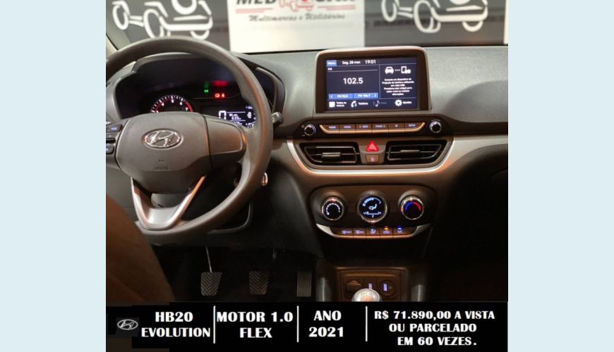 HYUNDAI HB 20 1.0 12V FLEX EVOLUTION MANUAL - BRANCO - 2021 Foto 8 (Grande)