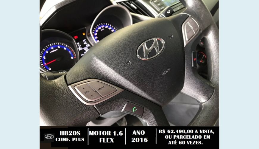 HYUNDAI HB 20S 1.6 COMFORT PLUS 16V FLEX 4P MANUAL - BRANCO - 2016 Foto 8 (Grande)