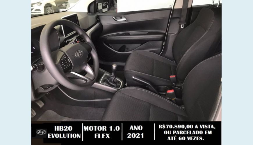 HYUNDAI HB 20 1.0 12V FLEX EVOLUTION MANUAL - BRANCO - 2021 Foto 8 (Grande)