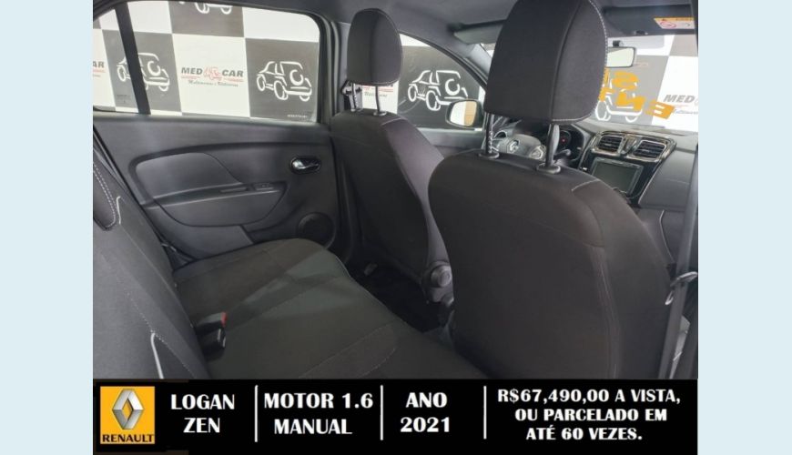 RENAULT LOGAN 1.6 16V SCE FLEX ZEN MANUAL - CINZA - 2021 Foto 8 (Grande)