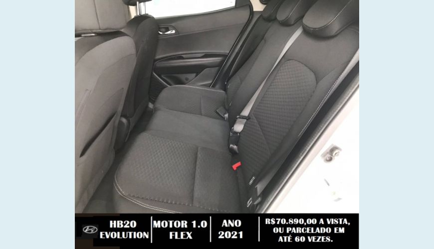HYUNDAI HB 20 1.0 12V FLEX EVOLUTION MANUAL - BRANCO - 2021 Foto 9 (Grande)