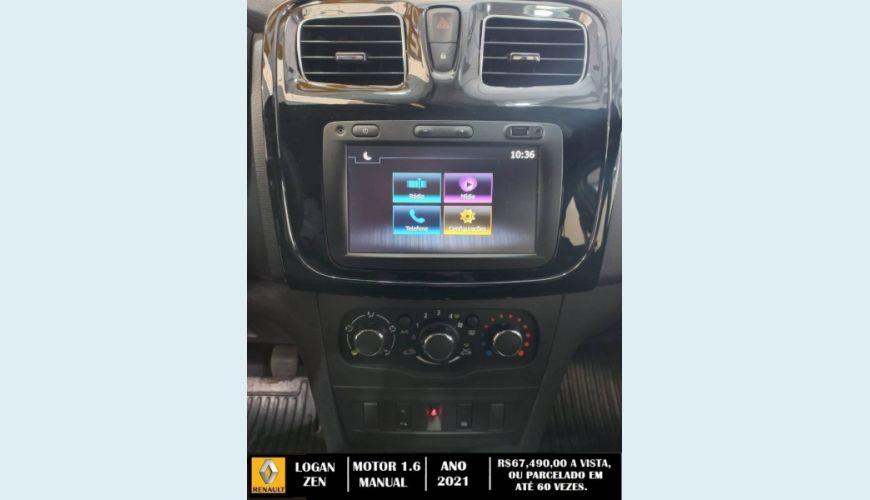 RENAULT LOGAN 1.6 16V SCE FLEX ZEN MANUAL - CINZA - 2021 Foto 9 (Grande)